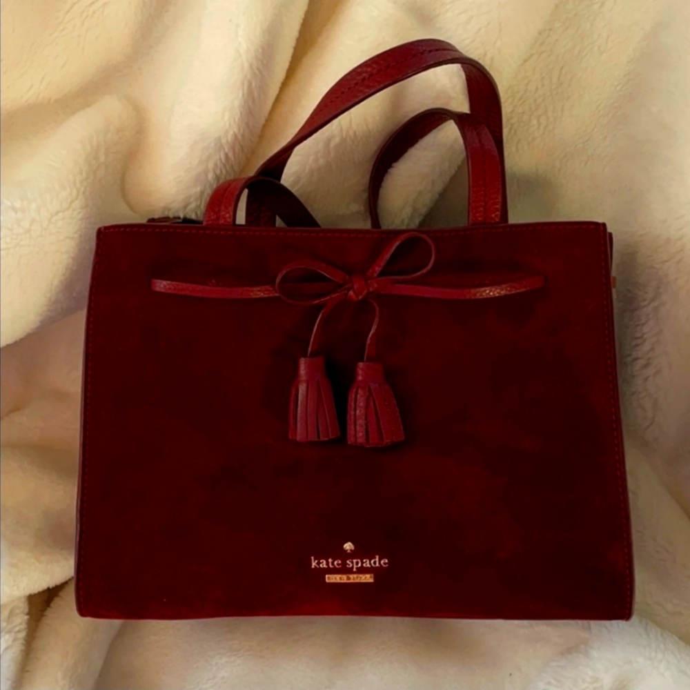 Kate spade suede wine color  cross body hand bag